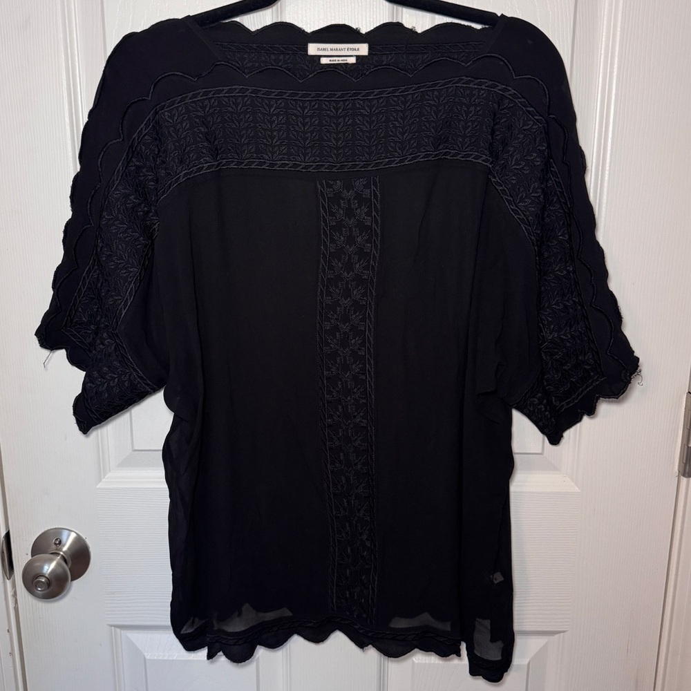 Isabel Marant Étoile Black Embroidered Viscose Blouse